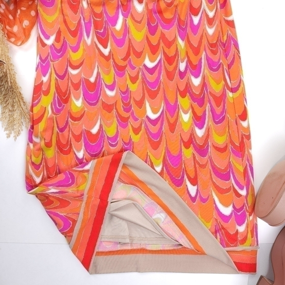 Trina Turk Orange Pink Sleeveless Gorgeous Back Dress Sz 0 - Picture 3 of 13